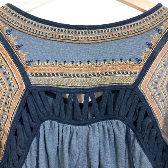 FREE PEOPLE Snow Kisses Embroidered Balloon Sleeve Boho Peasant Top - Picture 13 of 15